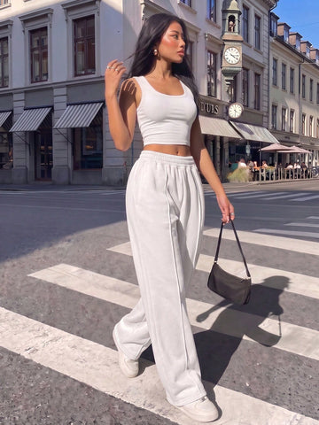 Pantaloni SHEIN, alb