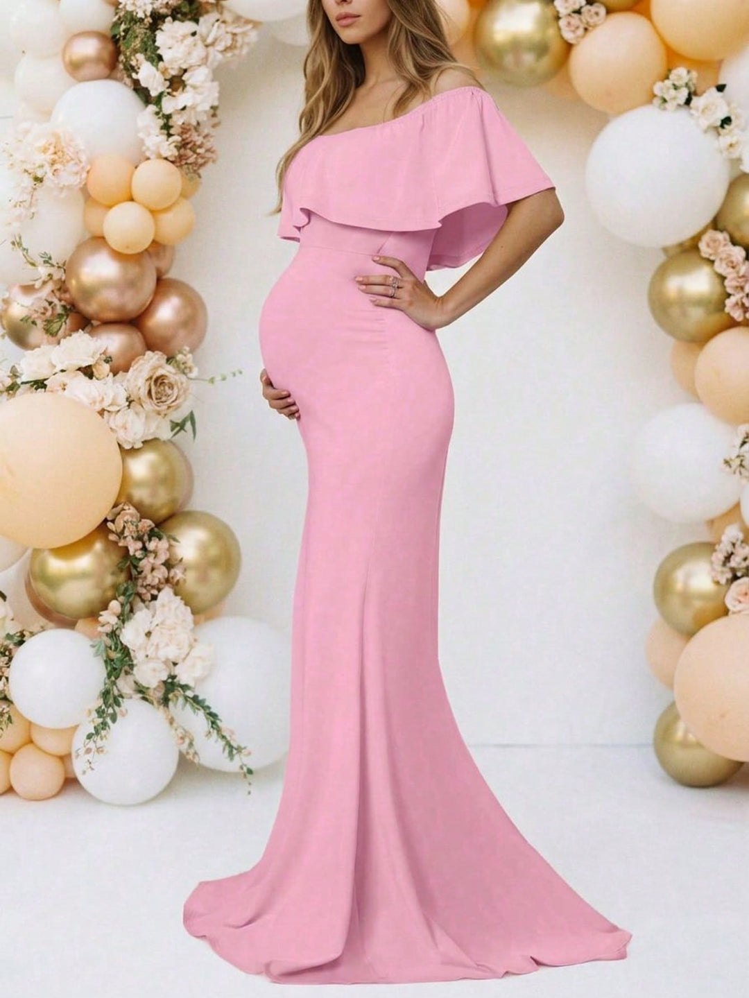 Rochie de maternitate maxi SHEIN, roz