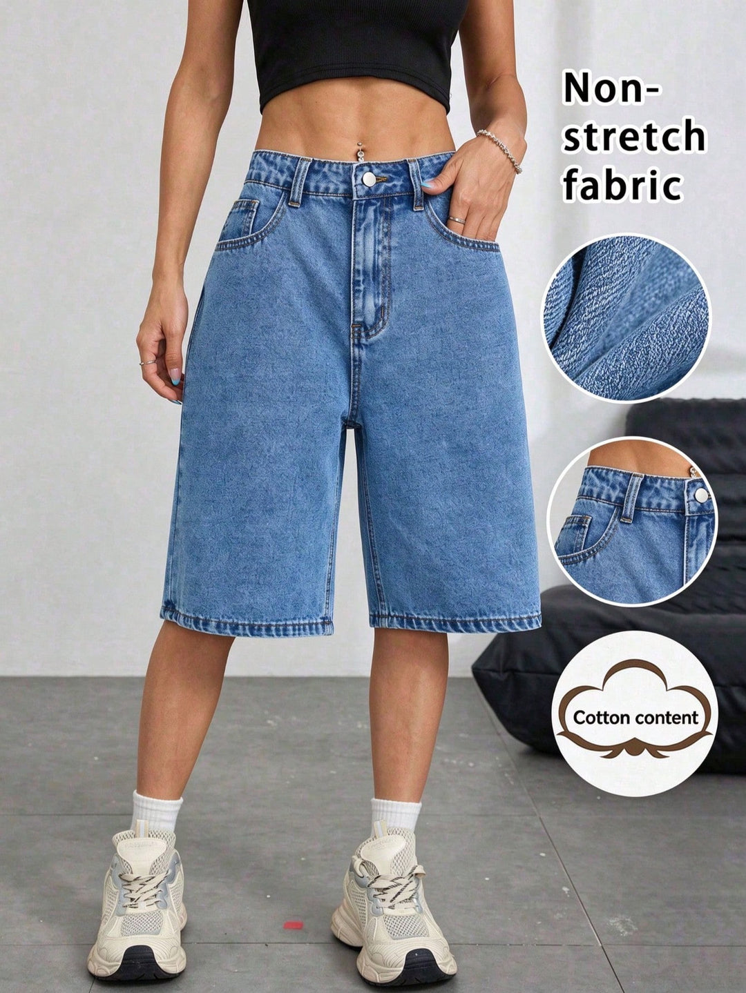 Pantaloni scurți SHEIN, albastru