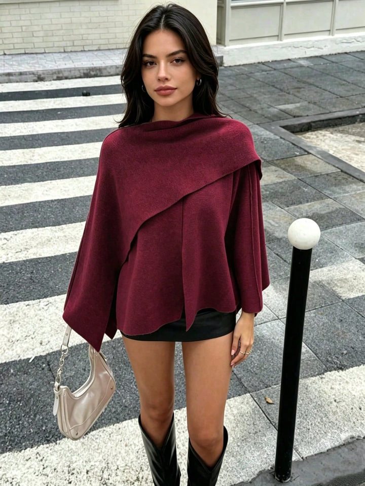 Cardigan poncho SHEIN, vișiniu