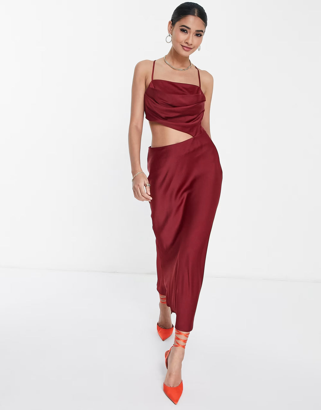 Rochie midi ASOS, vișiniu