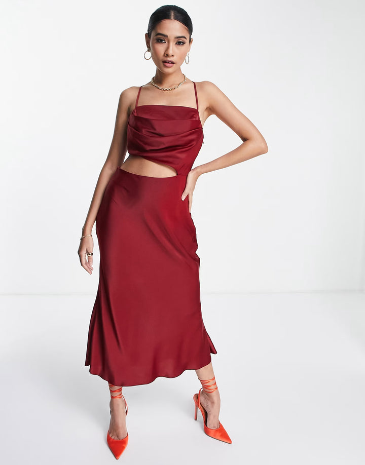 Rochie midi ASOS, vișiniu