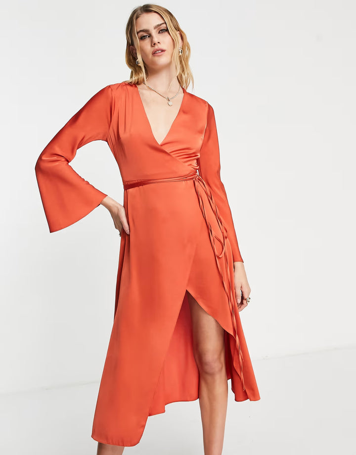 Rochie midi ASOS, portocaliu