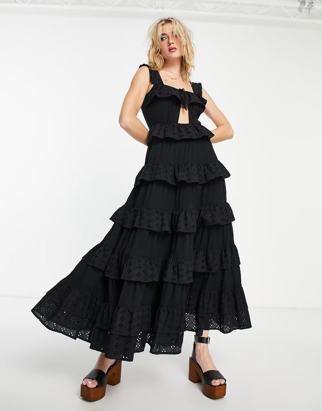 Rochie maxi RECLAIMED VINTAGE, negru