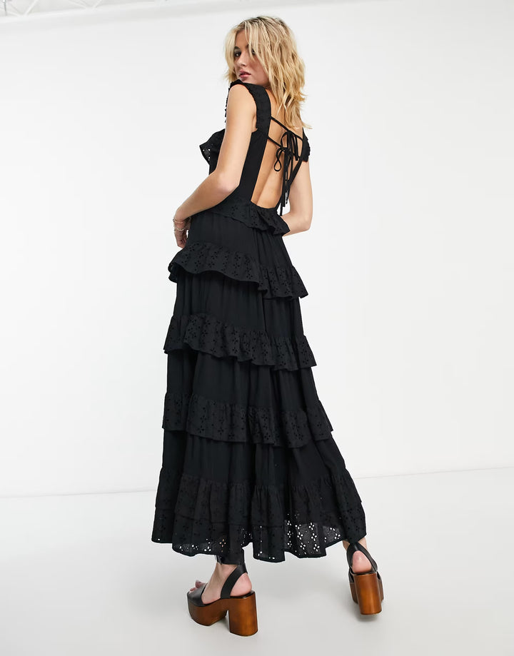 Rochie maxi RECLAIMED VINTAGE, negru