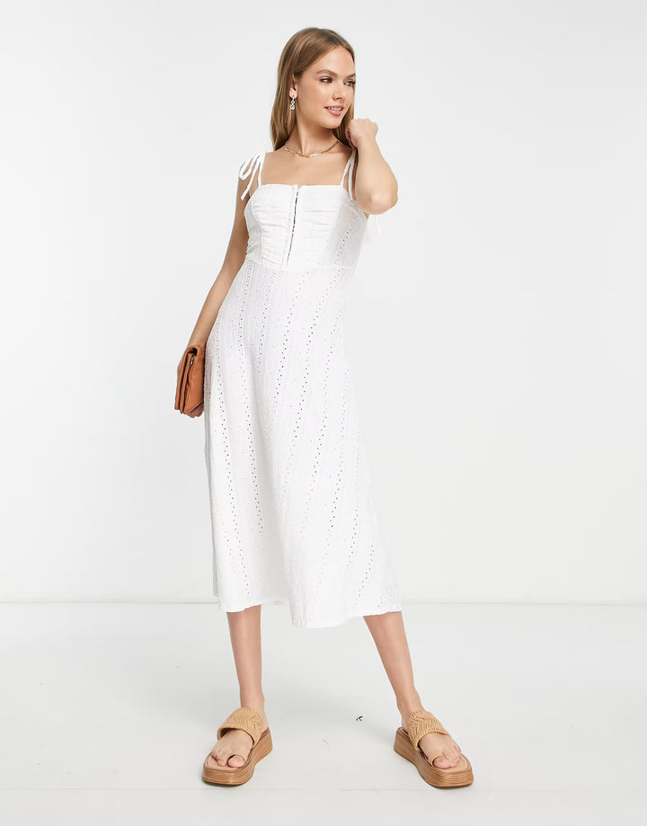 Rochie midi ASOS, alb