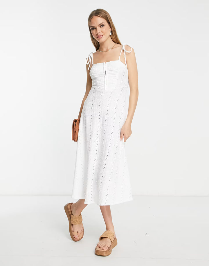 Rochie midi ASOS, alb