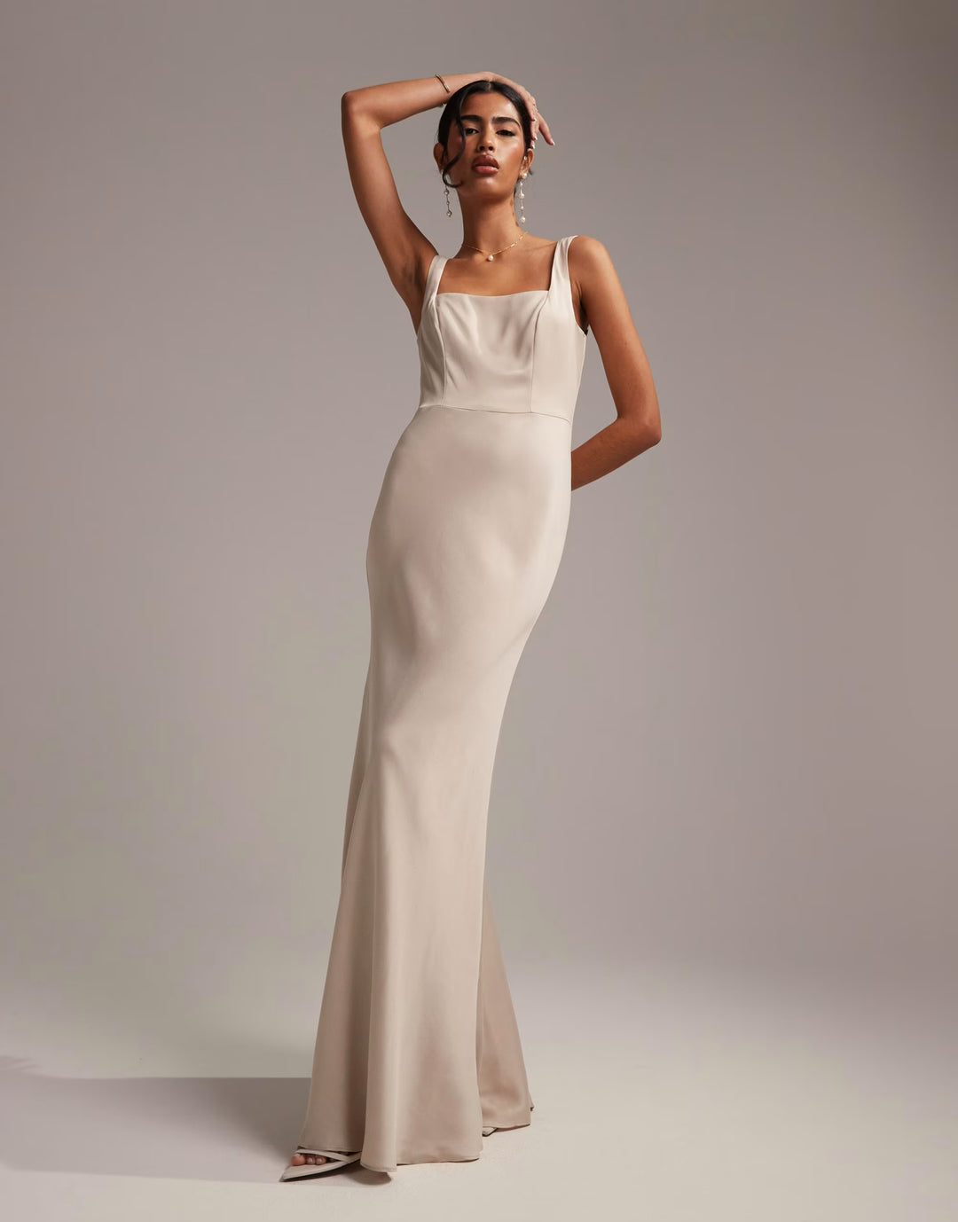 Rochie maxi ASOS, crem