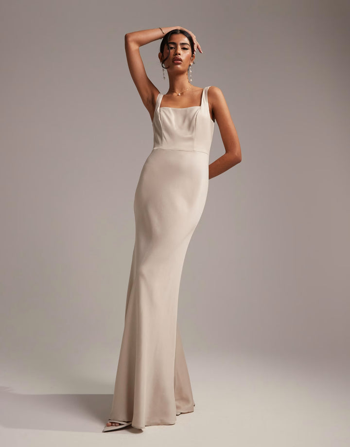 Rochie maxi ASOS, crem