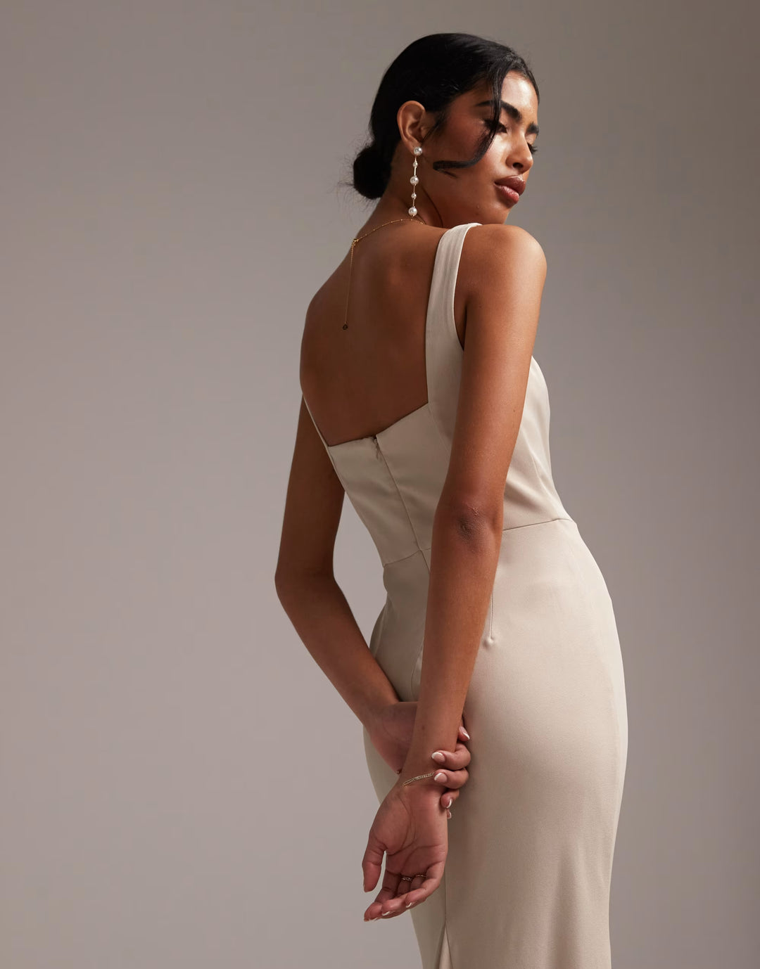 Rochie maxi ASOS, crem