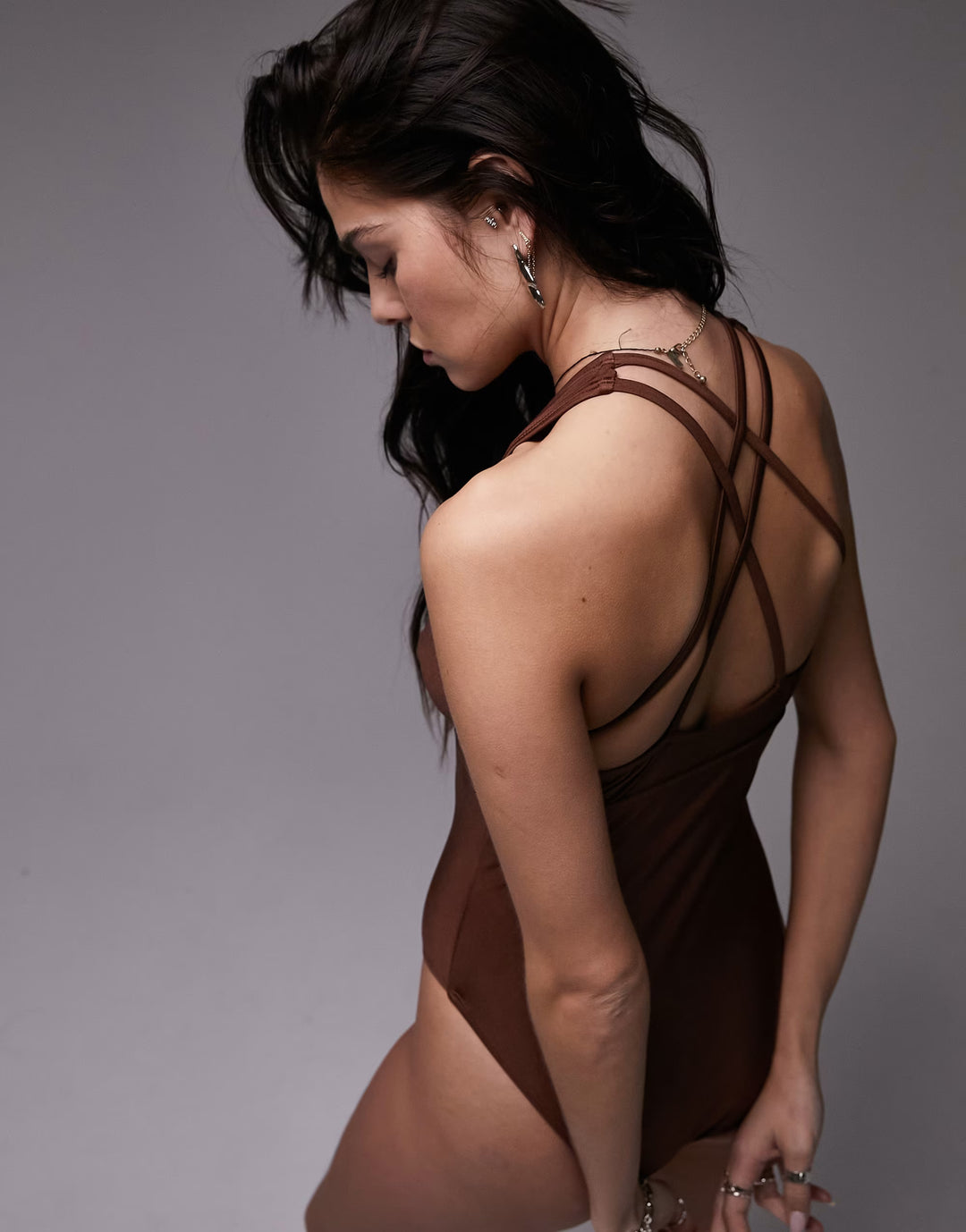 Costum de baie SHEIN, maro