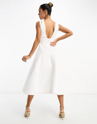 Rochie midi ASOS, alb