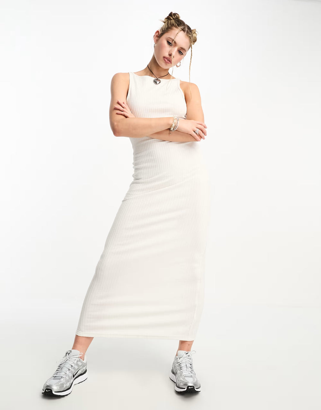 Rochie maxi ASOS, alb