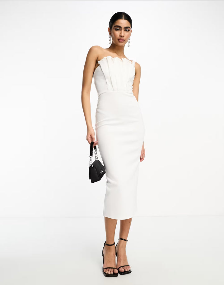 Rochie midi ASOS, alb