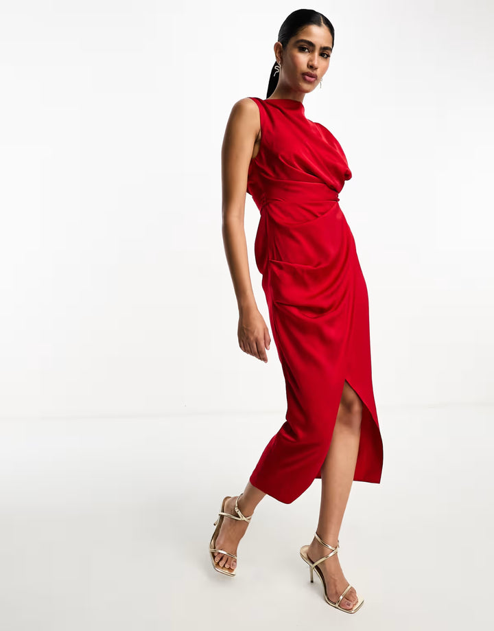 Rochie midi ASOS, roșu