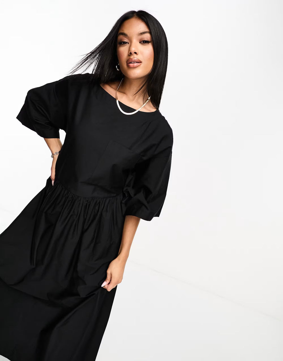 Rochie midi ASOS, negru