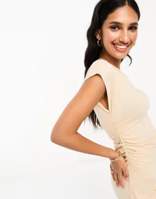 Rochie maxi ASOS, crem