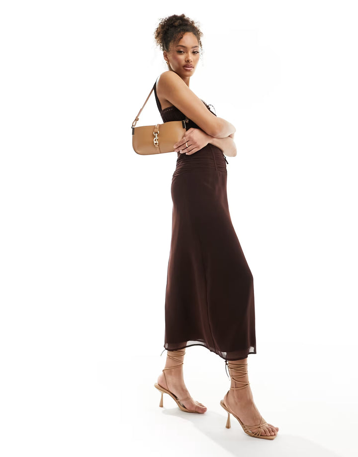Rochie midi ASOS, maro