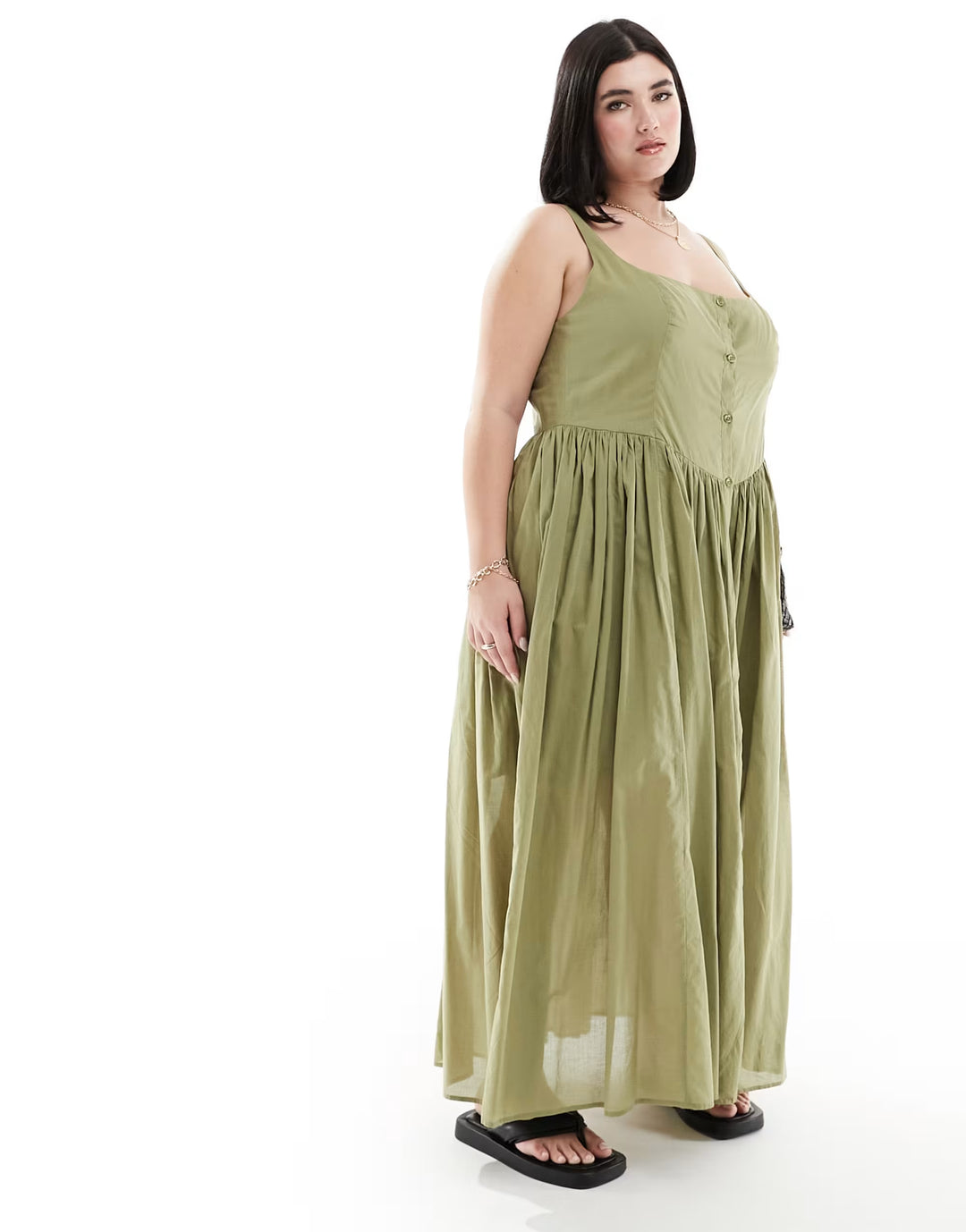 Rochie maxi ASOS, kaki