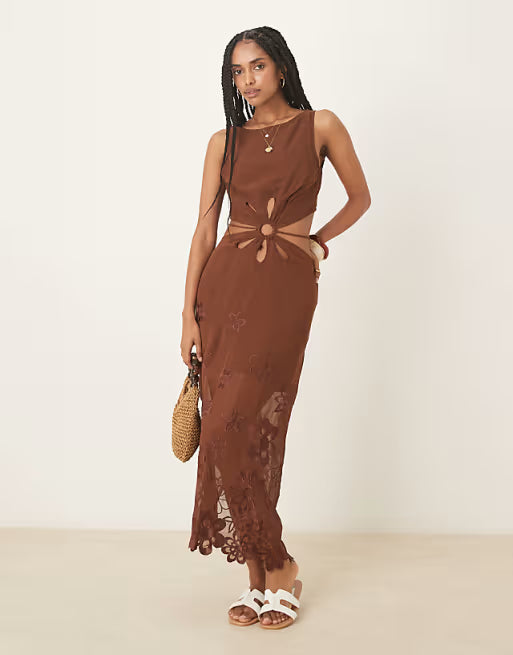 Rochie midi AOS, maro