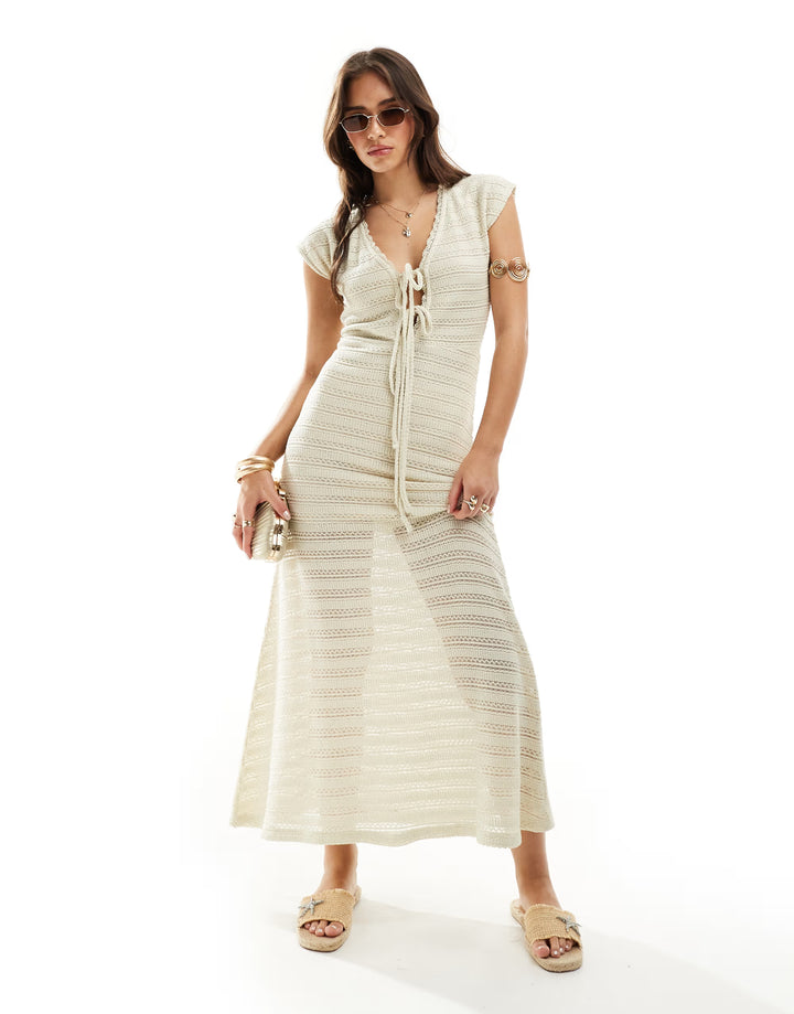 Rochie maxi ASOS, crem