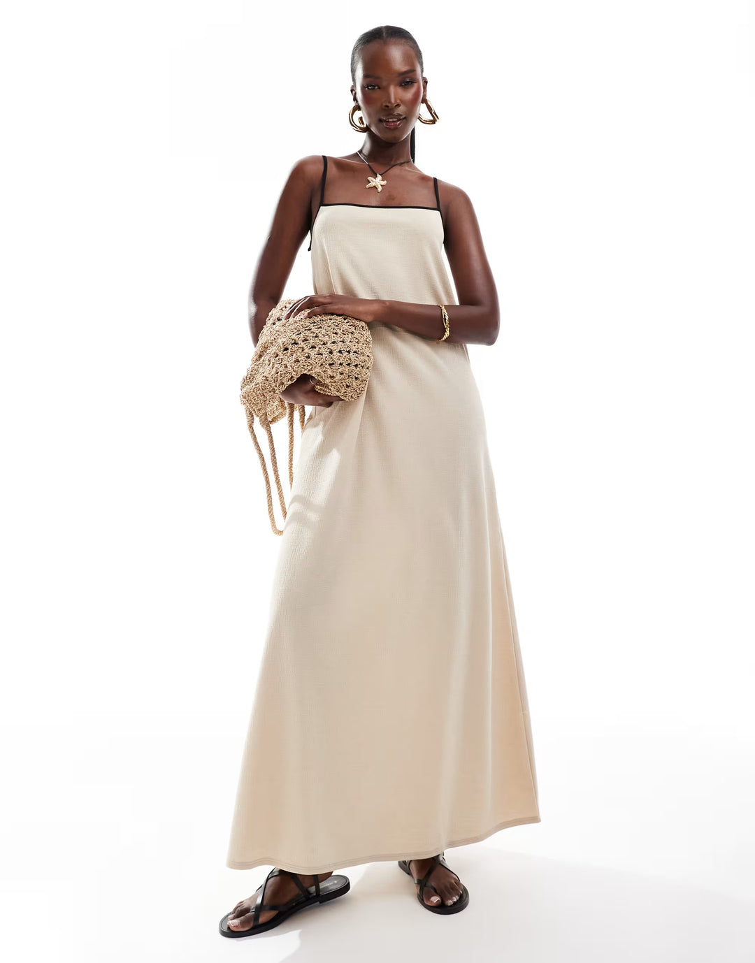 Rochie maxi ASOS, bej