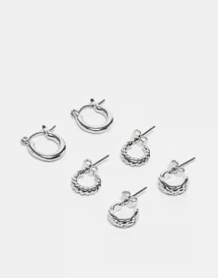 Set cercei PIECES, argintiu
