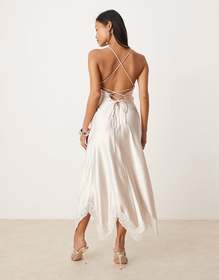 Rochie midi ASOS, bej