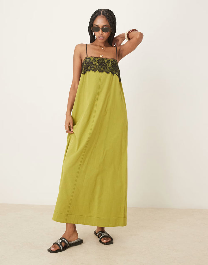 Rochie midi ASOS, verde