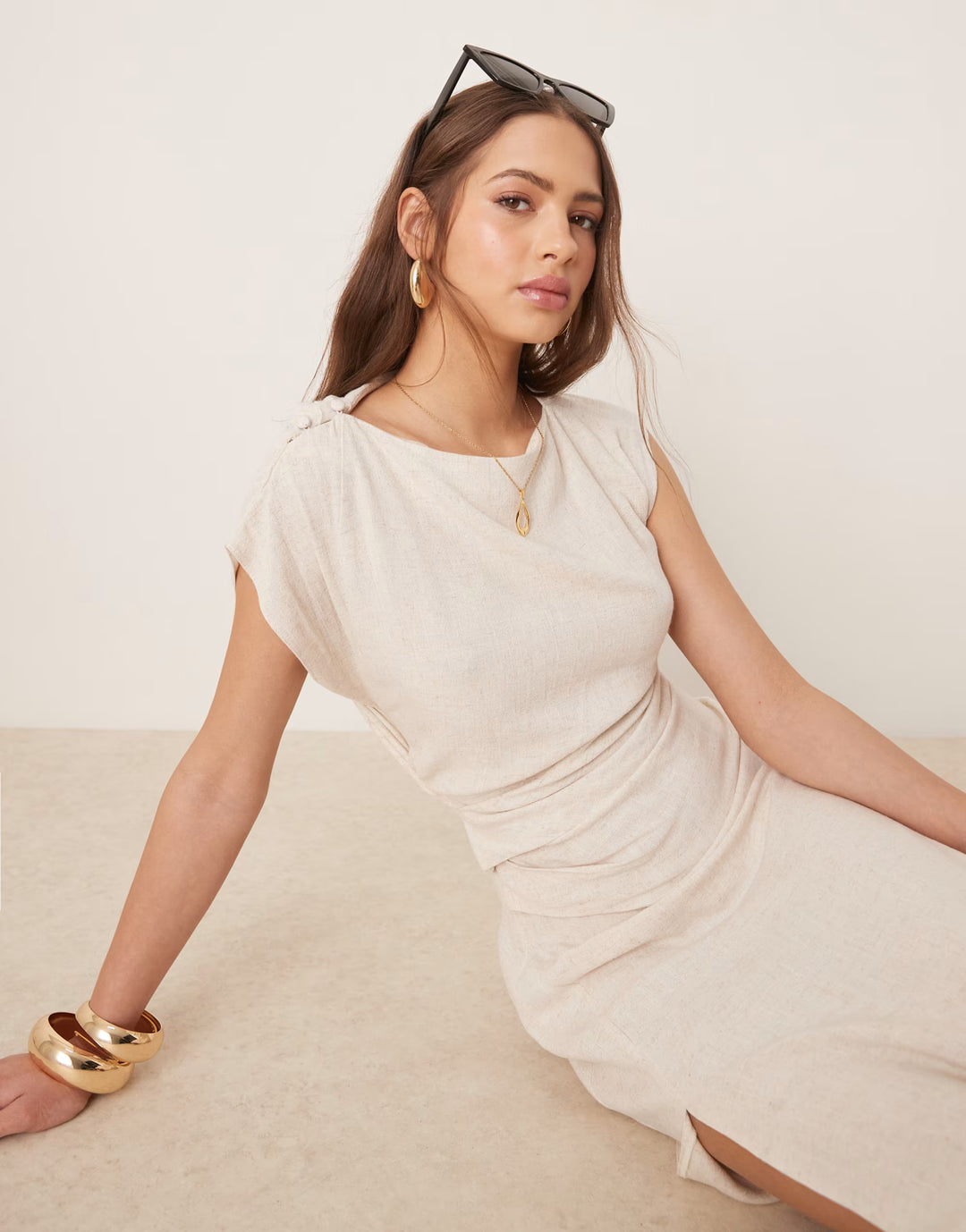 Rochie maxi ASOS, bej