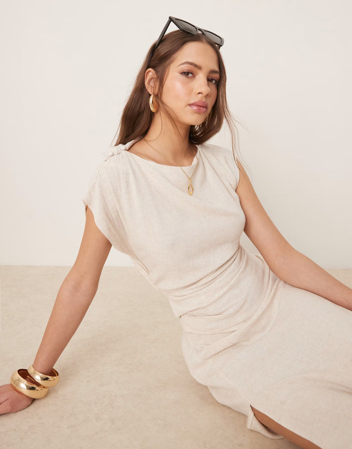 Rochie maxi ASOS, bej