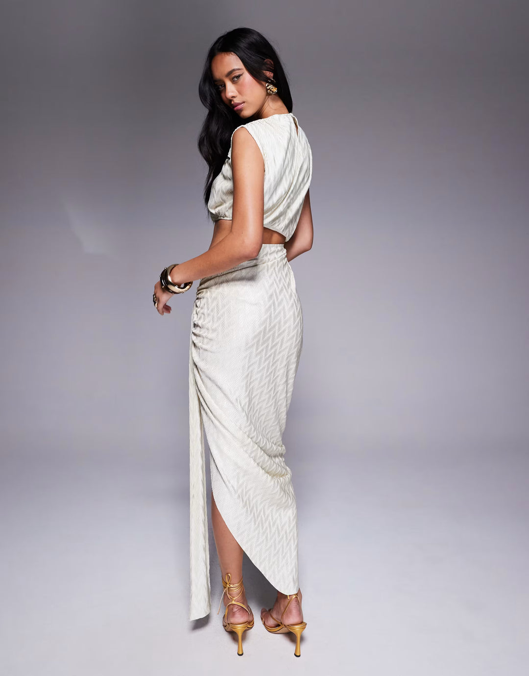 Rochie maxi ASOS, crem