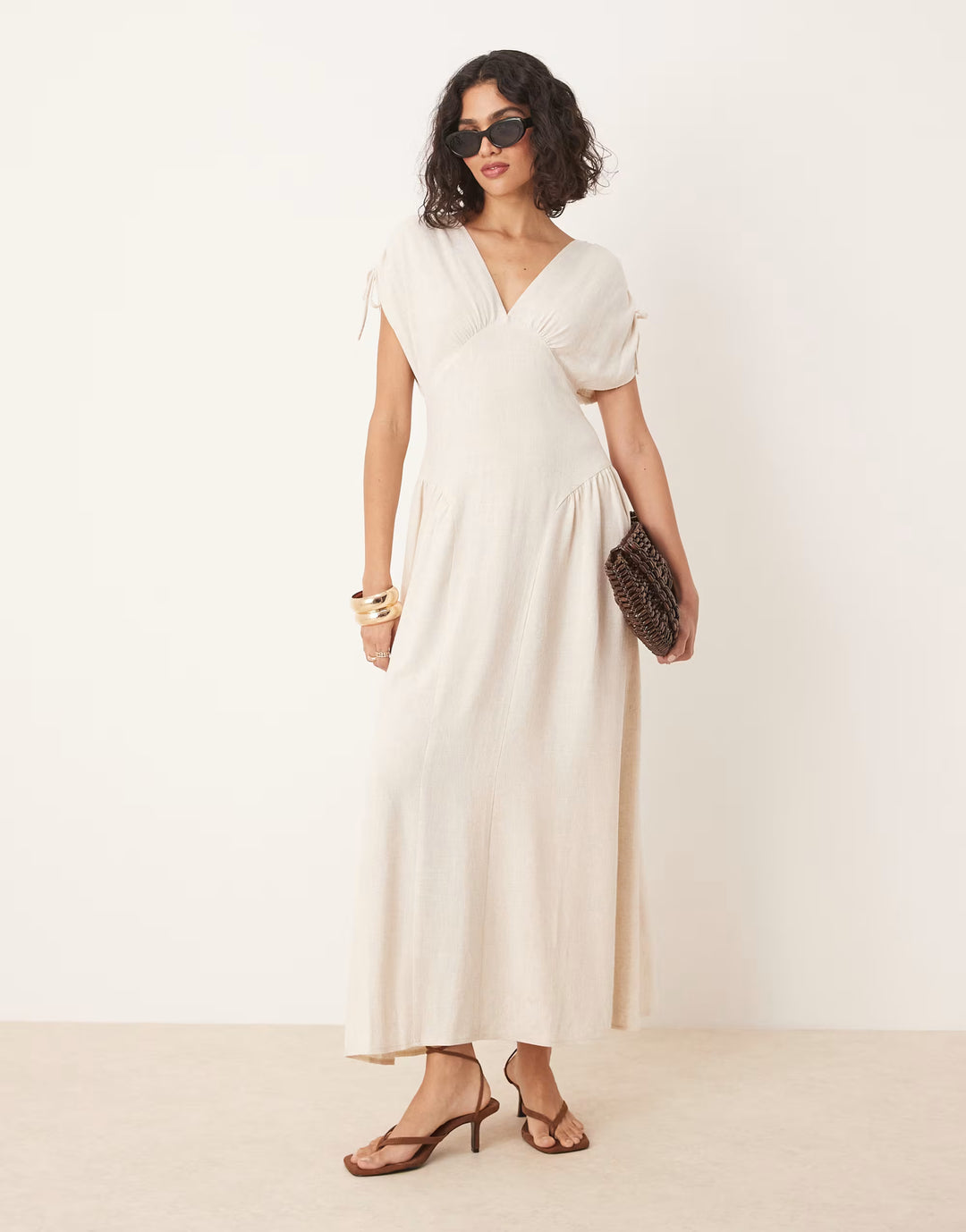 Rochie midi ASOS, bej