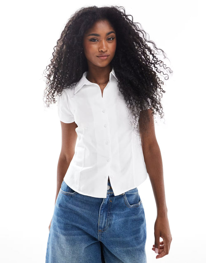 Miss Selfridge rövid ujjú ing, fehér