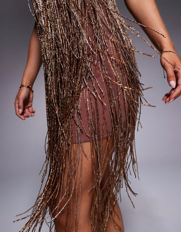 Asos brown occasion dress