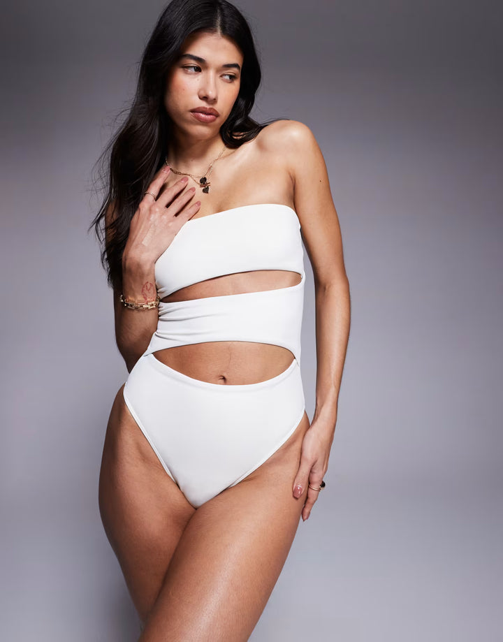 ASOS egész alakos fürdőruha, krémszínű