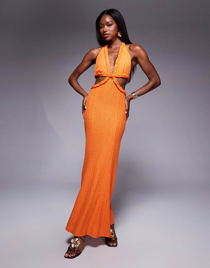 Rochie maxi ASOS, portocaliu