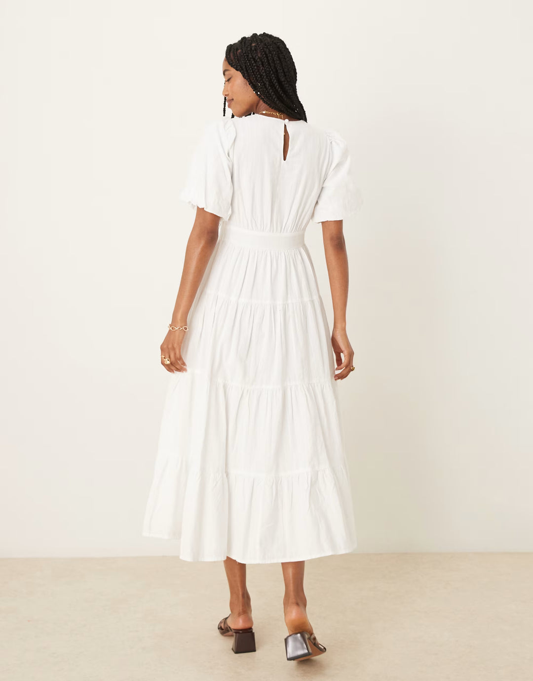 Rochie midi NOBODY'S CHILD, alb