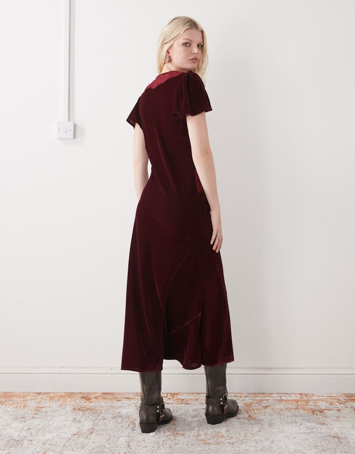 Rochie maxi RECLAIMED VINTAGE, vișiniu