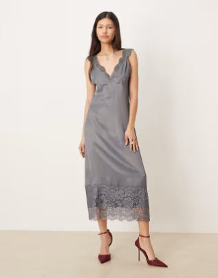 Rochie midi ASOS, gri