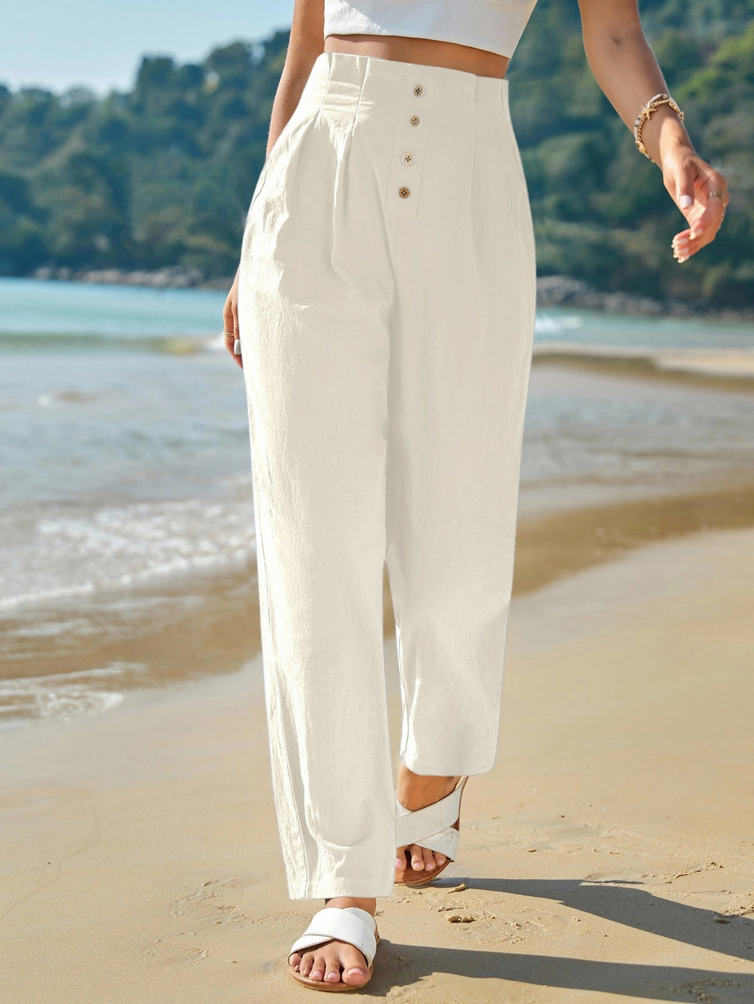 Pantaloni SHEIN, alb