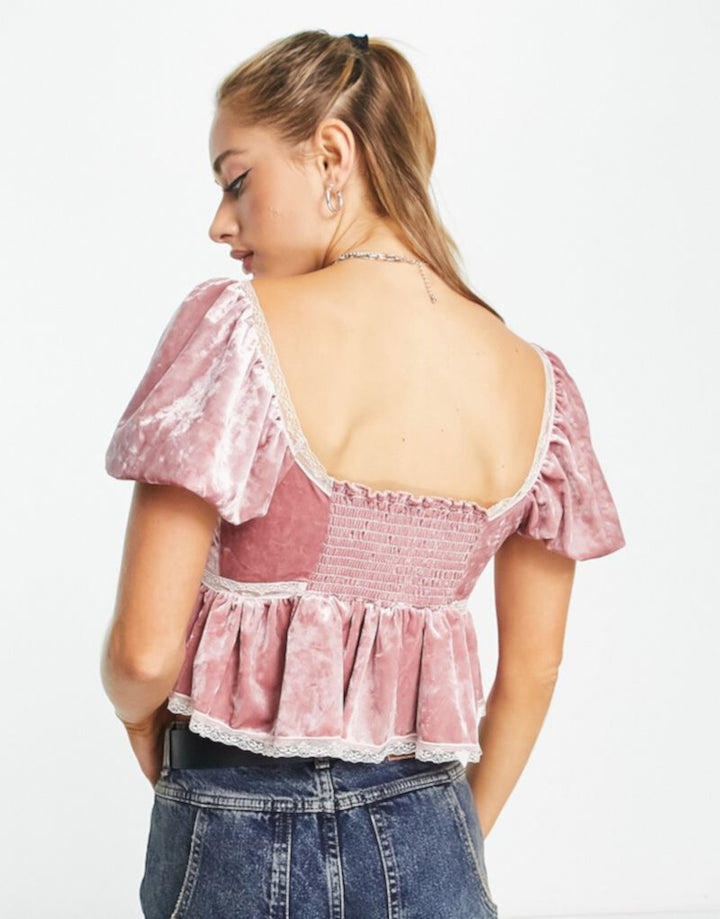 Top, visszanyert vintage, rózsaszín