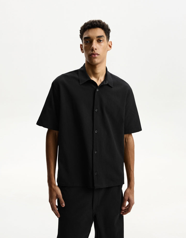 Rövid ujjú ing BERSHKA, fekete