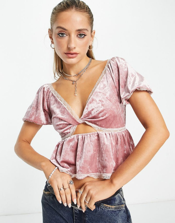 Top, visszanyert vintage, rózsaszín