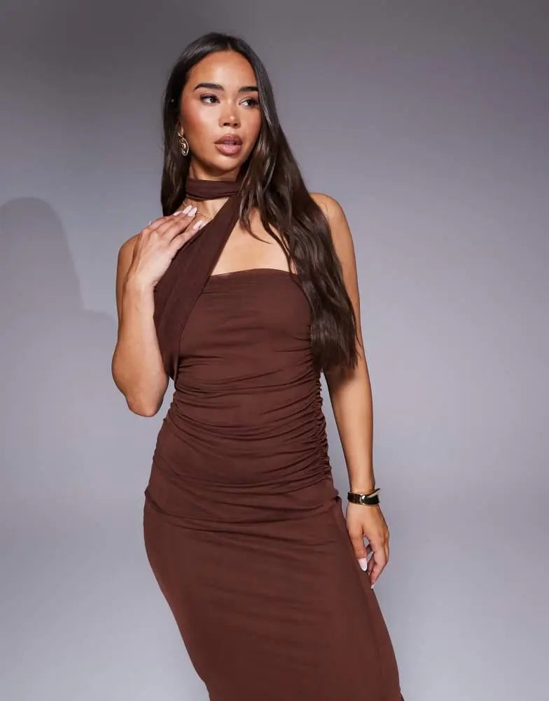 Rochie midi ASOS, maro