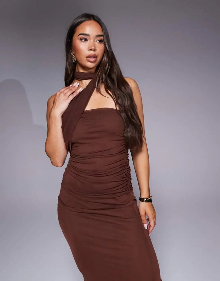 Rochie midi ASOS, maro