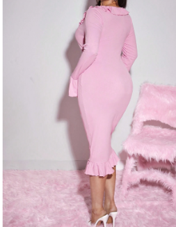 Rochie midi, roz
