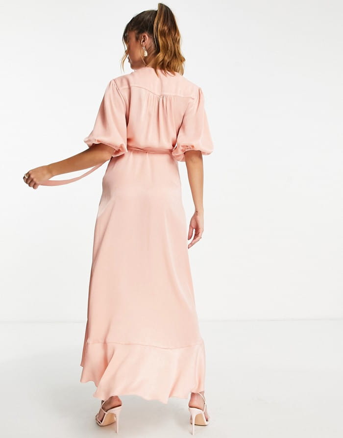 Rochie maxi Flounce, roz
