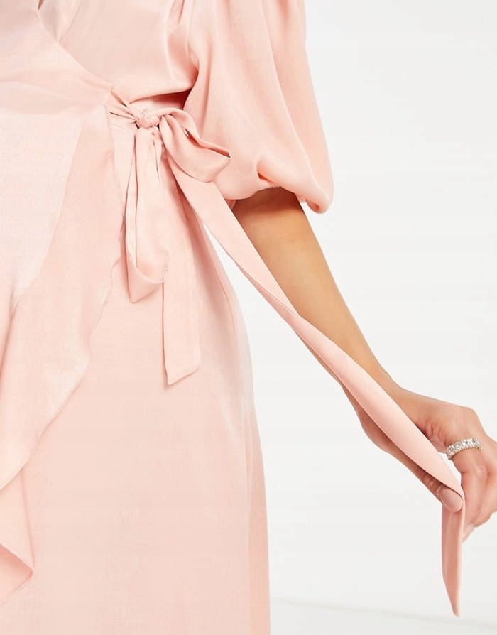 Rochie maxi Flounce, roz