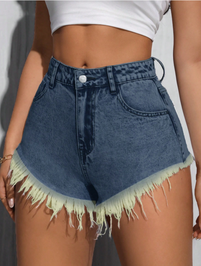 Pantaloni scurți de blugi Shein, albastru
